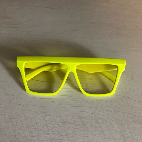Neon Yellow Square Sunglasses Flat Top Gradient - Picture 2 of 7